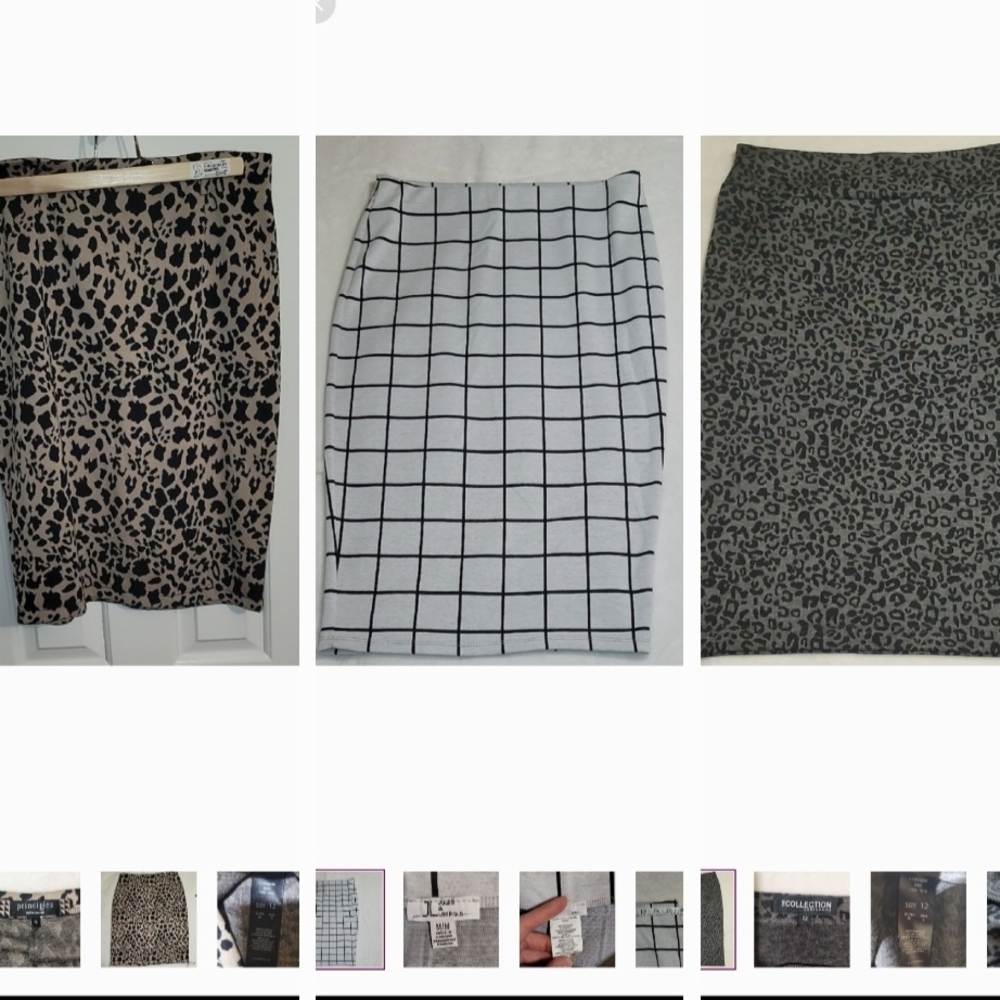 3 Pencil Skirts W Stretch